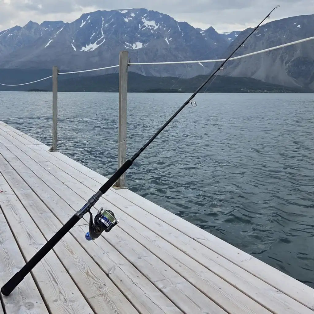 HolyCatch Bootsrute mit Bergen im Hintergrund 