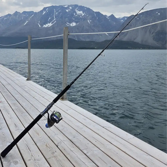 HolyCatch Bootsrute mit Bergen im Hintergrund 