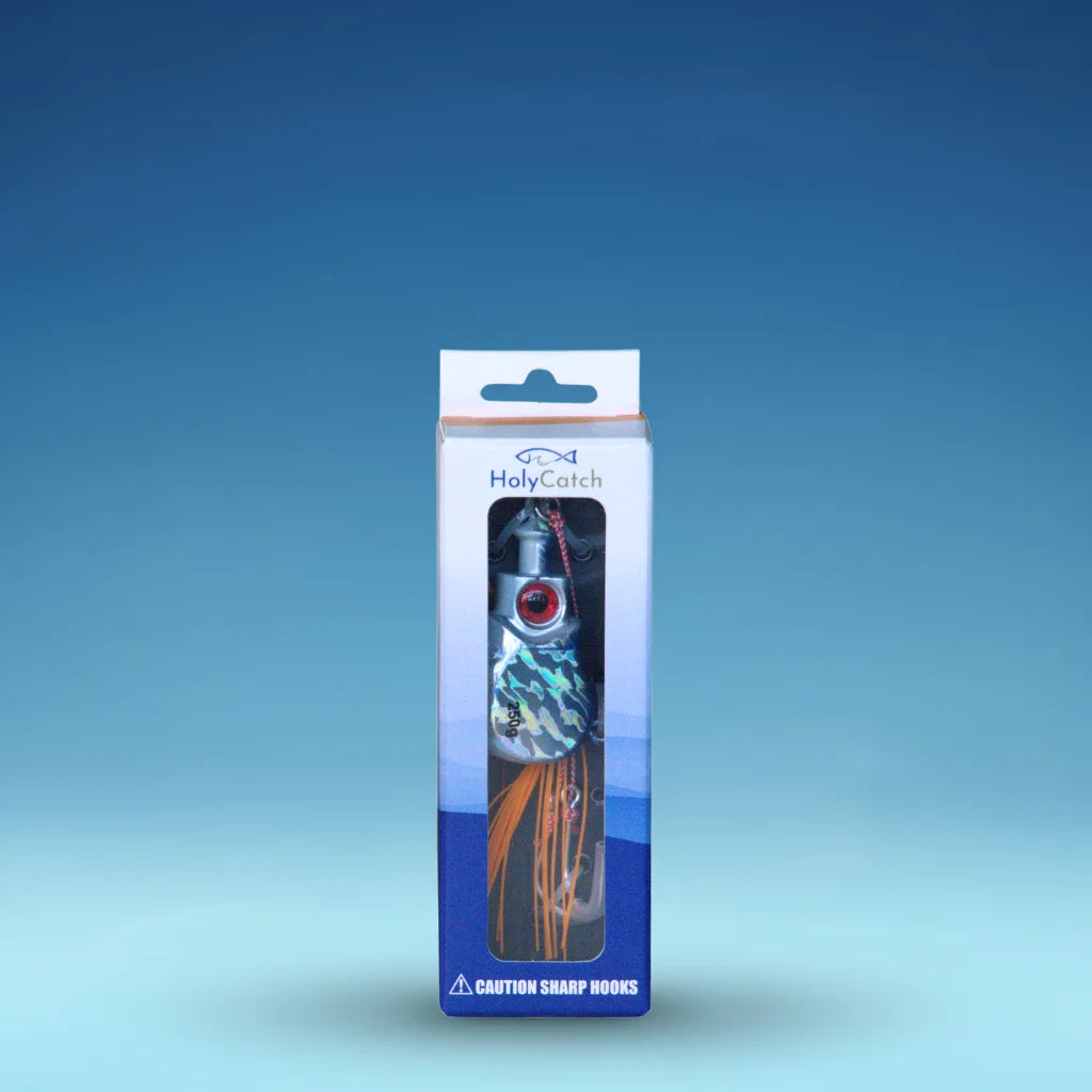 HolyCatch Pilker Valara blau 250g in der Verpackung